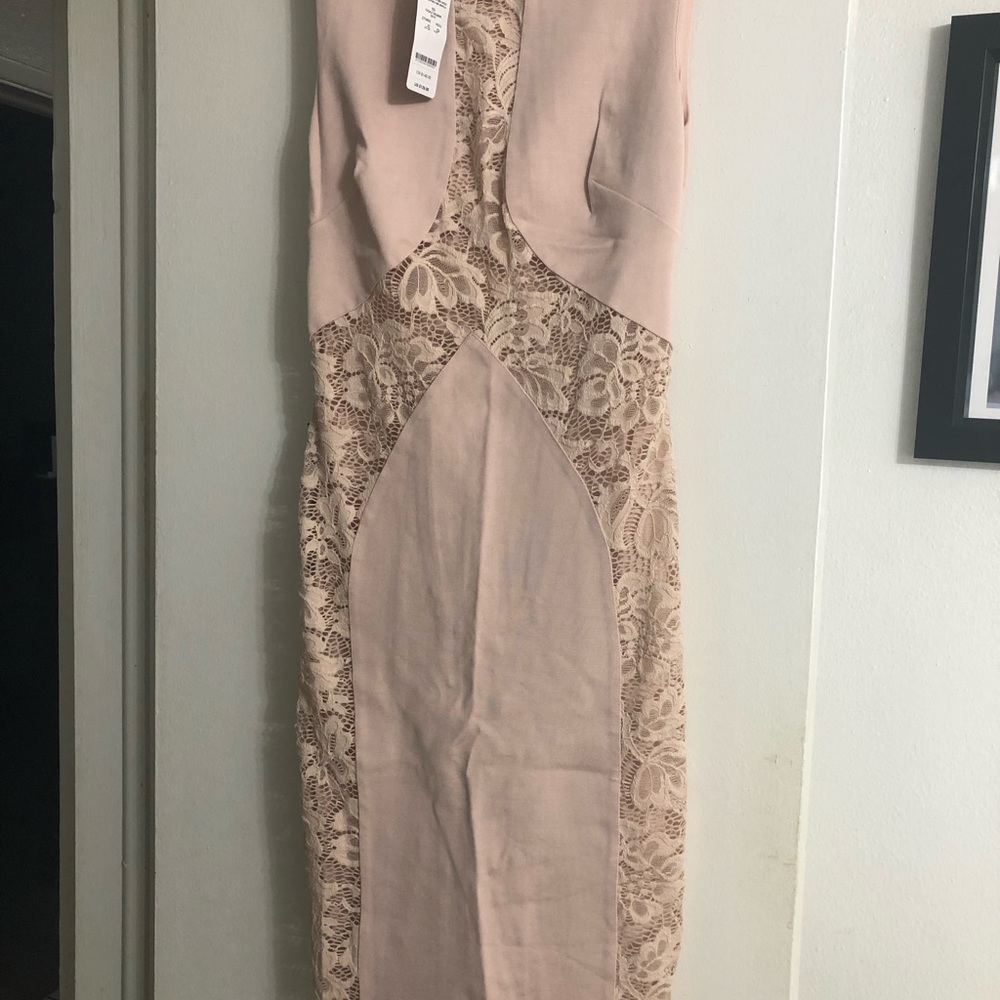 bebe lace ponte midi dress size s